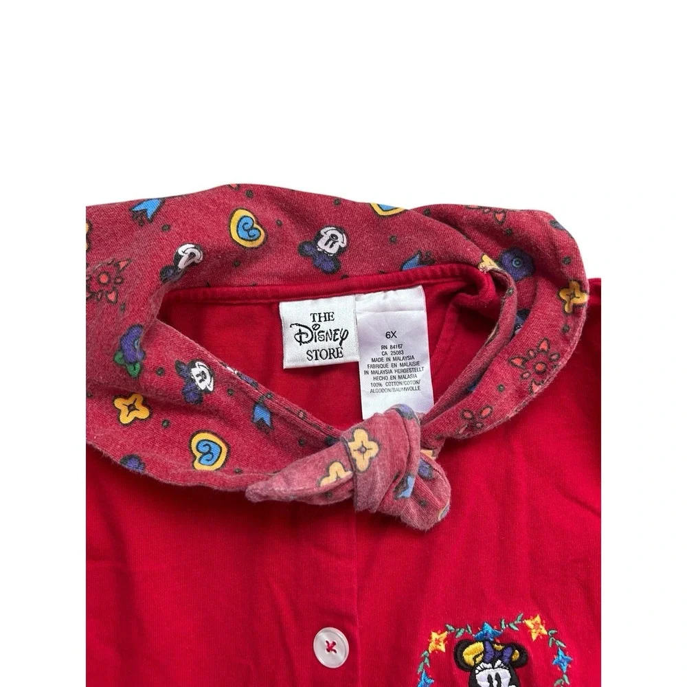 Vintage Disney Store Minnie Girls' Red Long Sleeve Dress Cotton Bandana Neck 6Y